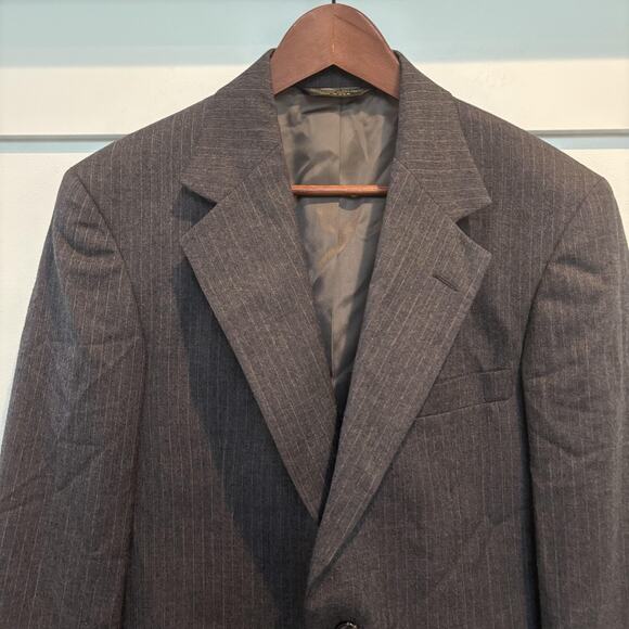 Vtg Strathmore Blazer Men Sz 38 Gray Pinstripe 100% Wool Classic Suit Jacket USA - Picture 3 of 14